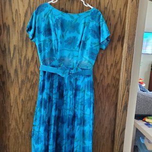 1950s Floral Taffeta Dress, size 12